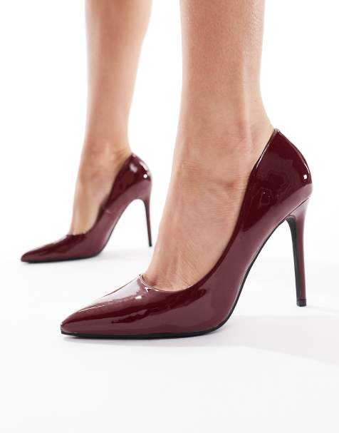 SEQWL Hamilton heeled pumps in patent cherry - view 1