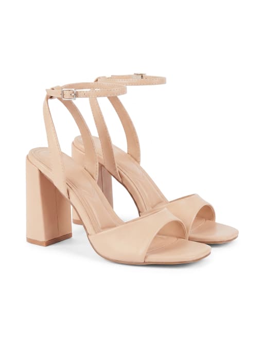 SEQWL Heeled dress sandals with ankle strap and high block heel in beige, 5 of 5