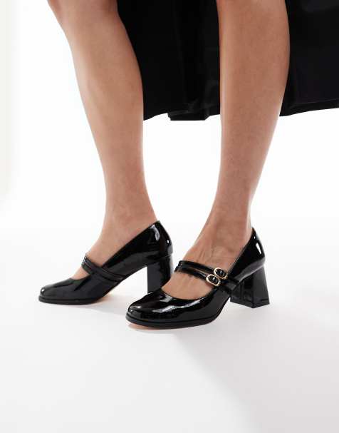 SEQWL heeled mary janes with buckle detail in PU black - view 1