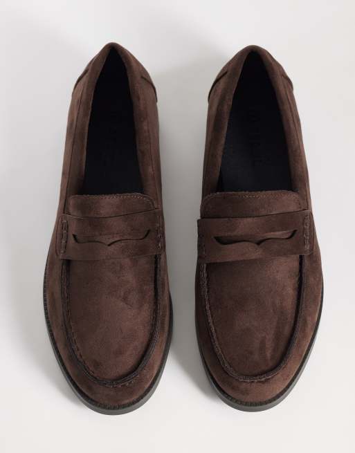 SEQWL – Hero – Czekoladowobrązowe loafersy saddle z imitacji zamszu, 3 z 4