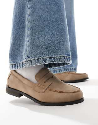 ASOS DESIGN loafers in brown and beige with gold hardware