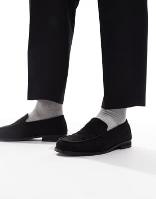  Hero ruched detail loafers in faux suede black