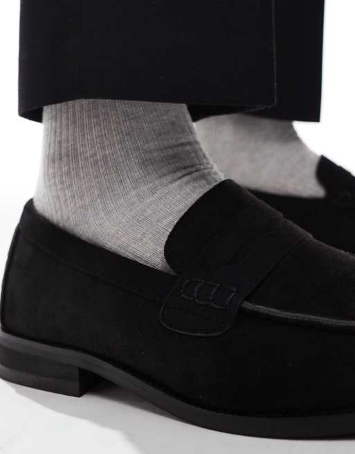 SEQWL - Hero - Sorte loafers med rynkedetalje i imiteret ruskind