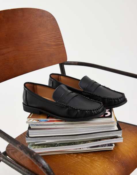 SEQWL Hero ruched loafers in matt black PU - view 1