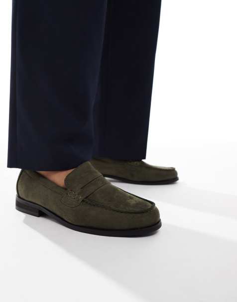 SEQWL Hero saddle loafers in faux suede olive - view 1