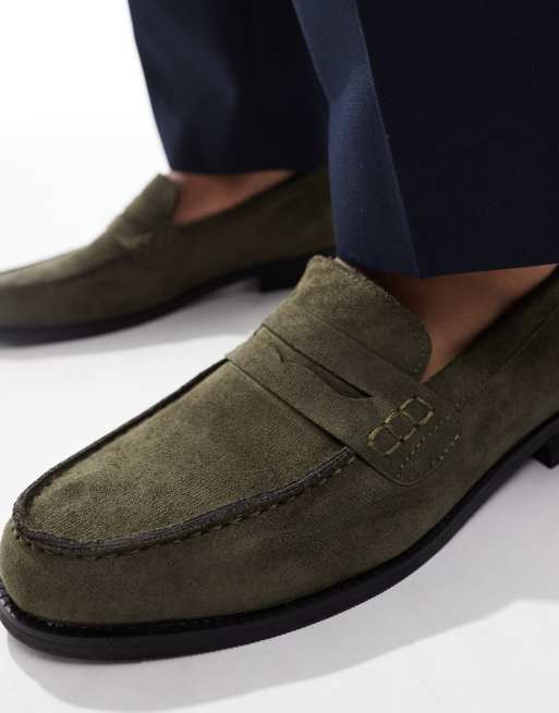 SEQWL - Hero - Olivengrønne loafers i imiteret ruskind
