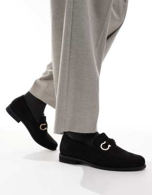 ASOS DESIGN snaffle detail loafers in black 