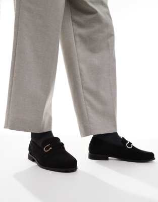 SEQWL Hero trim loafers in black faux suede