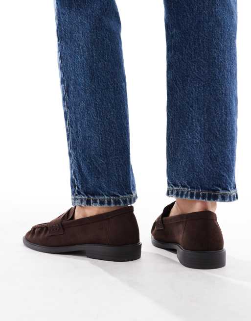 SEQWL - Hersche - Loafers van imitatiesuède met rimpeleffect in chocoladebruin, 3 van 4