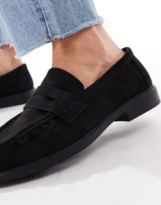 SEQWL – Hershe – Loafer aus Wildlederimitat in Schwarz mit Raffung, 3 von 4