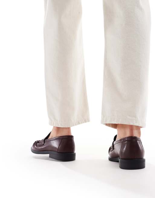 SEQWL Hershe ruched loafers in burgundy