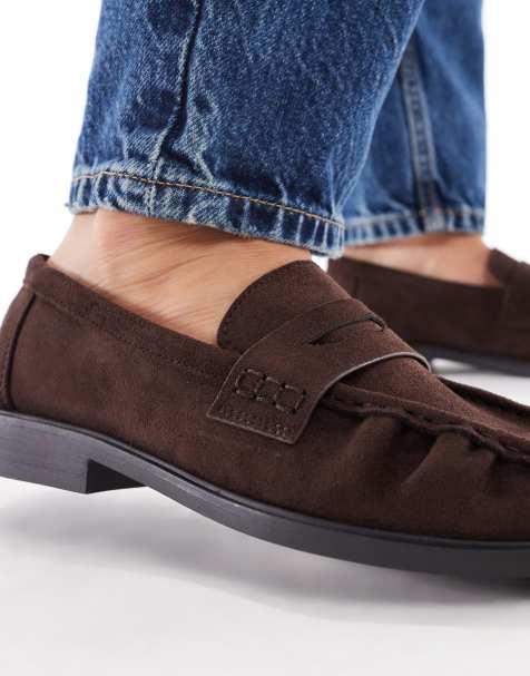 SEQWL Hershe ruched loafers in suedette chocolate - view 1
