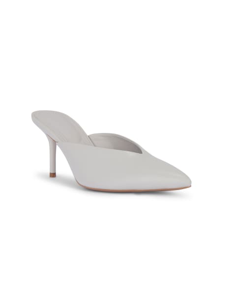 SEQWL High heel slip on mules pointed toe v front shoes in grey - view 1