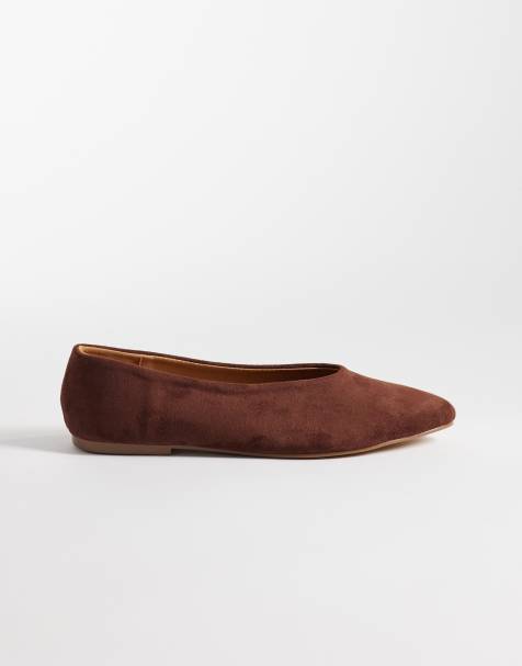 SEQWL high vamp ballet flat in brown micro - view 1