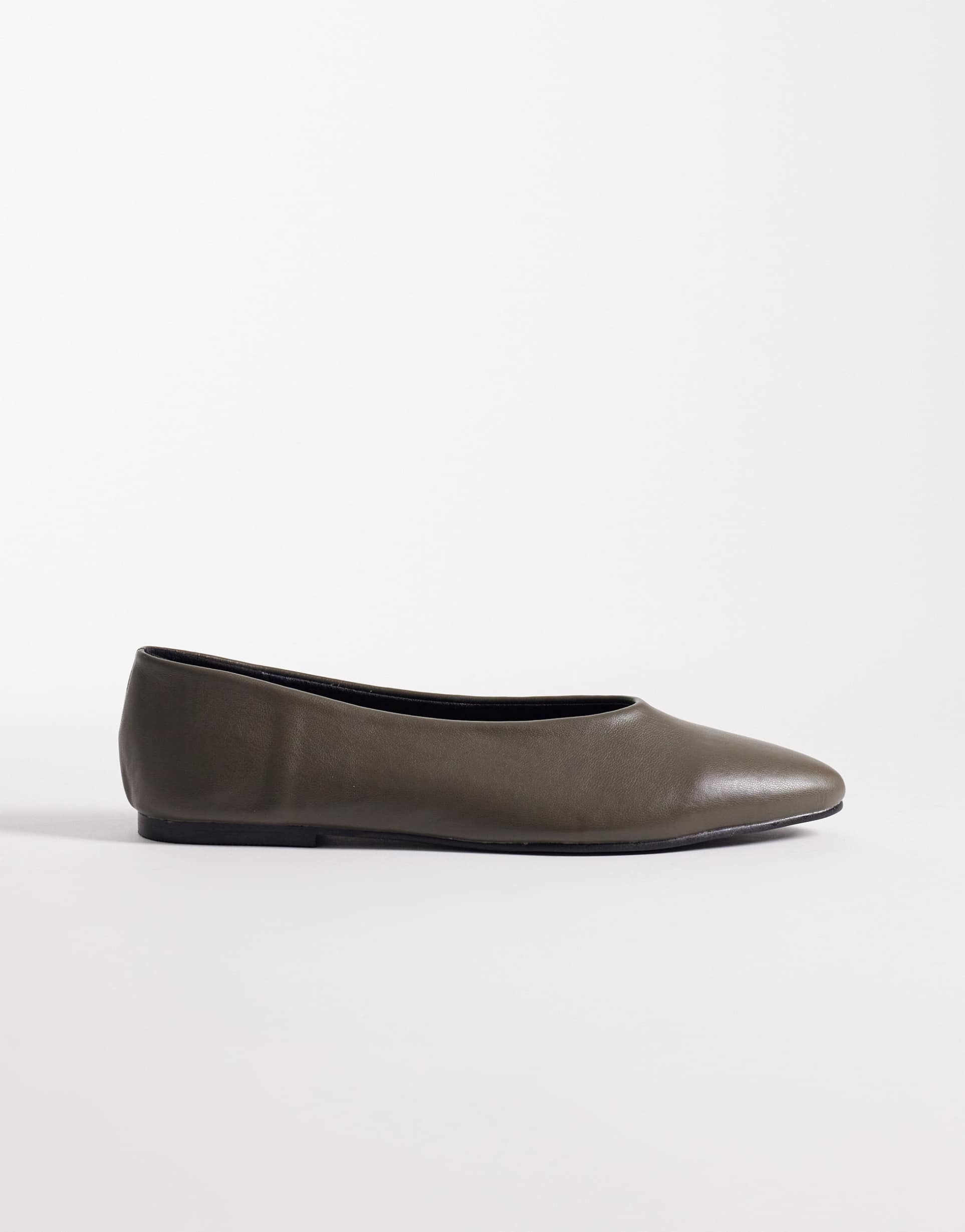 seqwl high vamp ballet flats in olive