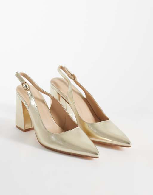 SEQWL Hogan block heeled shoes in gold pu, 2 of 4