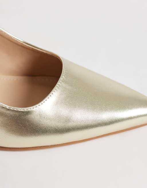 SEQWL Hogan block heeled shoes in gold pu, 3 of 4