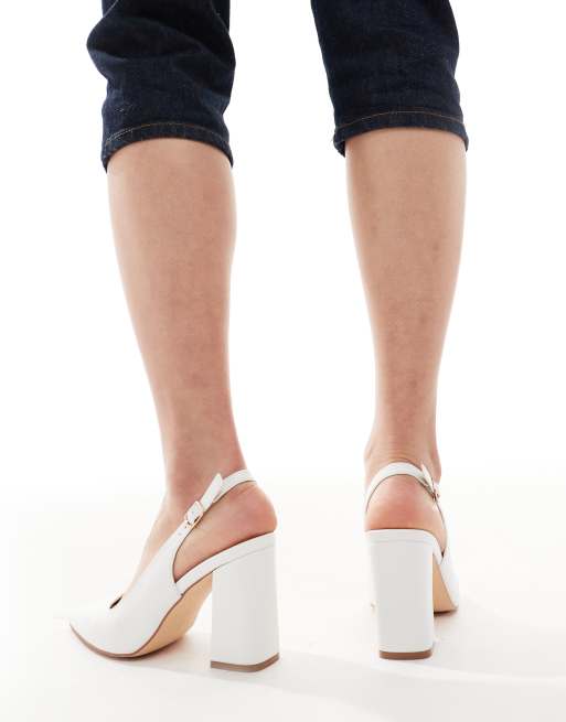SEQWL Hogan block heeled shoes in white PU