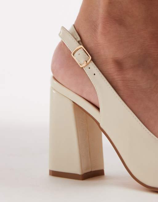 SEQWL - Hogan - Chaussures à talon carré et bride arrière - Crème, 3 de 4