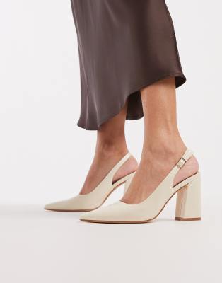 SEQWL - Hogan - Riemchenpumps in Creme mit Blockabsatz-Weiß