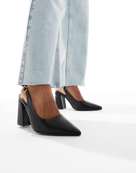 SEQWL Hogan sling back block heeled sandals in black - view 1