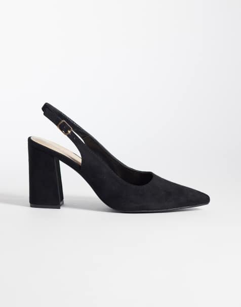 SEQWL Hogan sling back block heeled sandals in suedette black - view 1