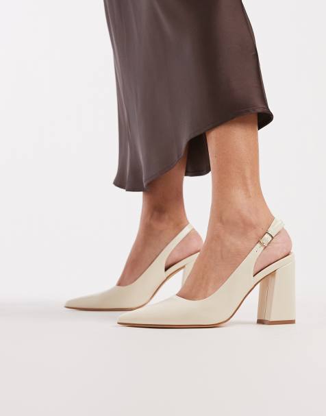 SEQWL Hogan sling back block heeled shoes in cream - view 1