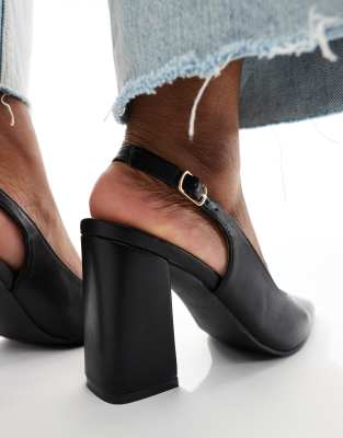 Seqwl Hogan Slingback Block Heel Sandals In Black
