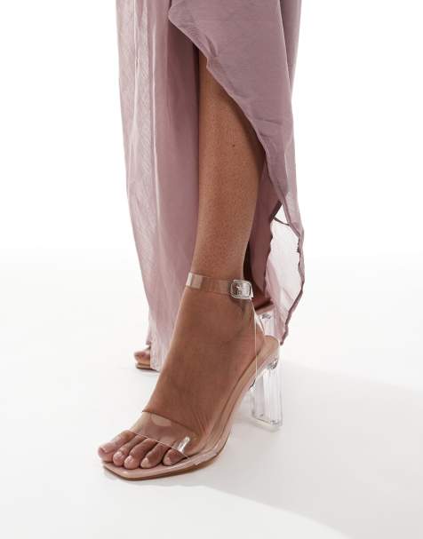 SEQWL Holmes block heeled sandals in clear - view 1