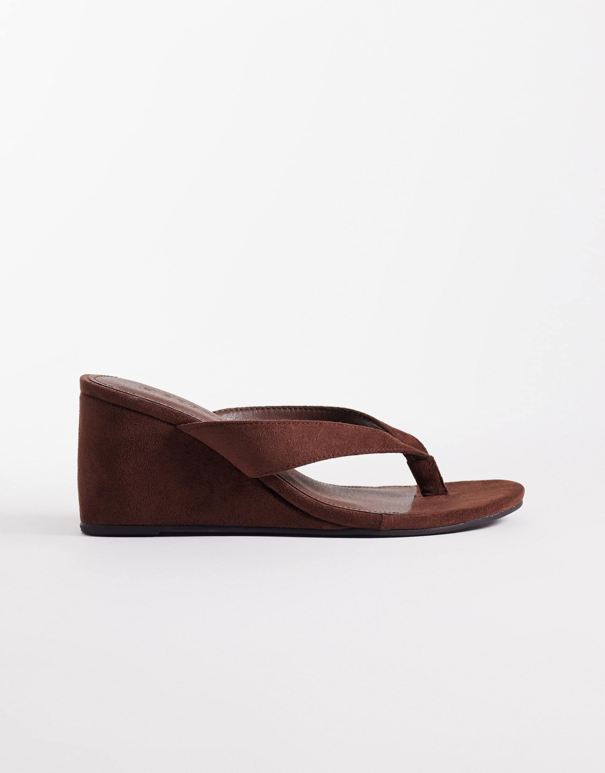 seqwl ines flip flop wedge sandals in brown microsuede