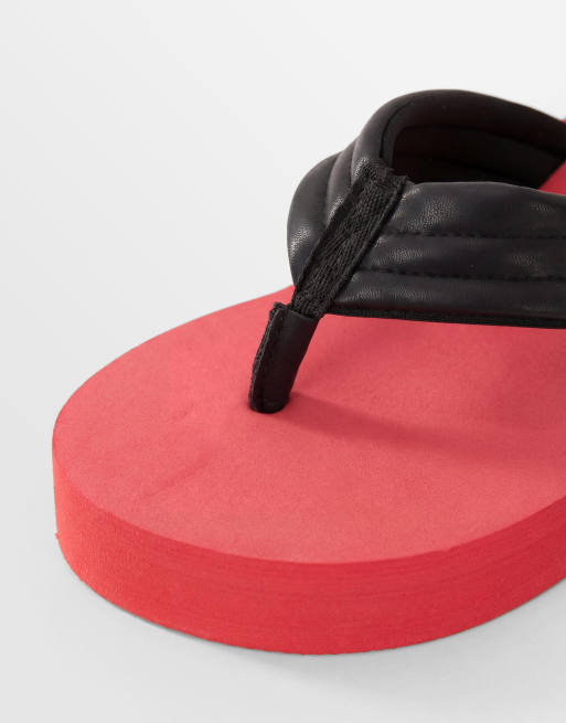 SEQWL - Infradito con zeppa flatform rosso/nero, 8 di 8