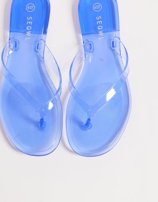 SEQWL - Infradito in gomma blu luminoso, 2 di 4