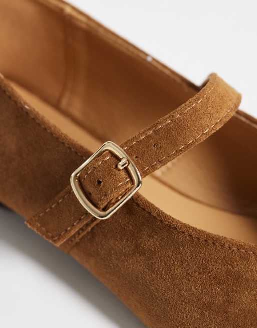 SEQWL – Iris – Ballerinas aus Wildlederimitat in Hellbraun mit hohem Schuhblatt, 4 von 4