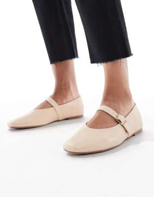 SEQWL - Iris - Ballerinas in Creme mit hohem Schuhblatt-Weiß