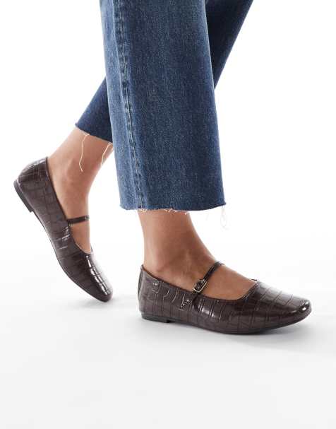 SEQWL Iris ballet flats in croc brown - view 1