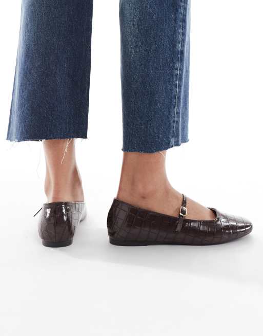 SEQWL Iris ballet flats in croc brown