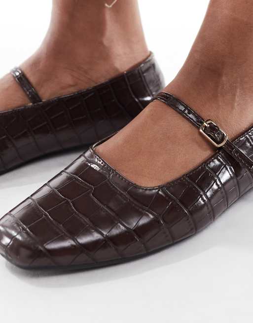 SEQWL Iris ballet flats in croc brown