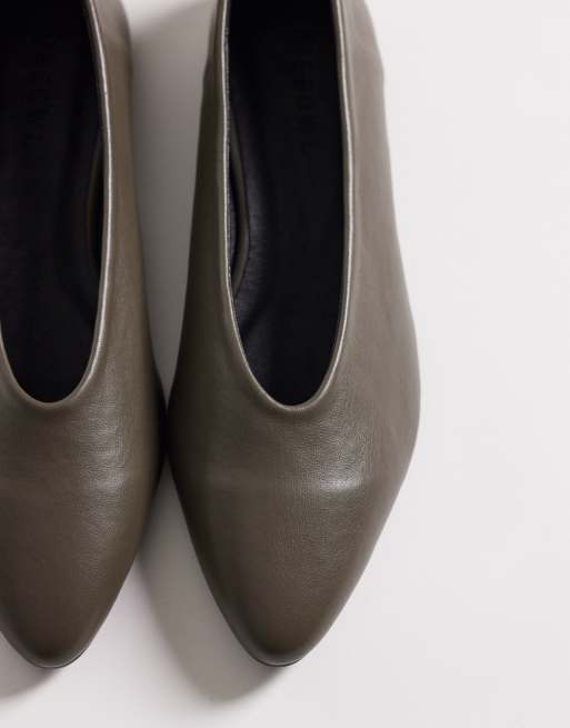 SEQWL - Iris - Olivengrønne flade ballerinaer med høj vamp, 2 af 4