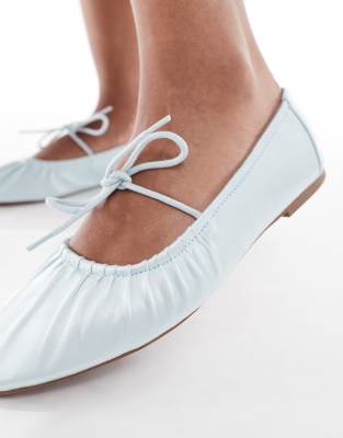 Seqwl Iris Tie Detail Ruched Ballet Flats In Animal Print