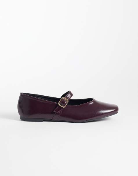 SEQWL – Iris – Vinröda, platta ballerinaskor med bred passform - view 1