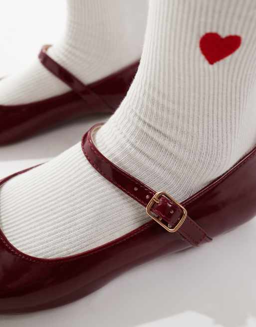 SEQWL Iris Wide Fit ballet shoes in faux leather burgundy, 3 of 4