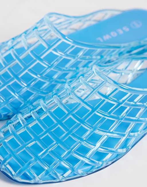 SEQWL jelly cage mules in blue, 4 of 4