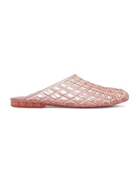 SEQWL Jelly mule sandals mesh style slip on cage cut-outs slides in pink - view 1