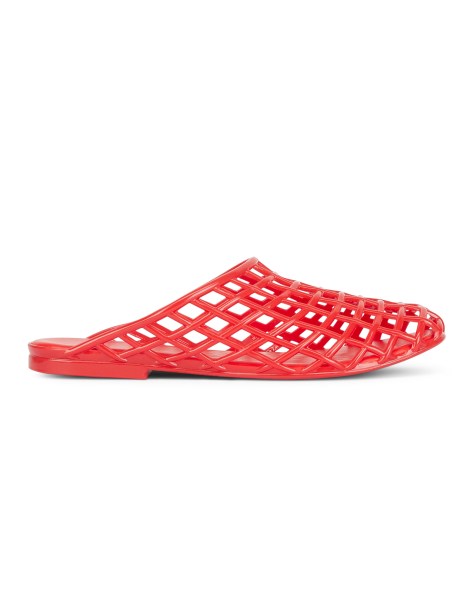 SEQWL Jelly mule sandals mesh style slip on cage cut-outs slides in red - view 1