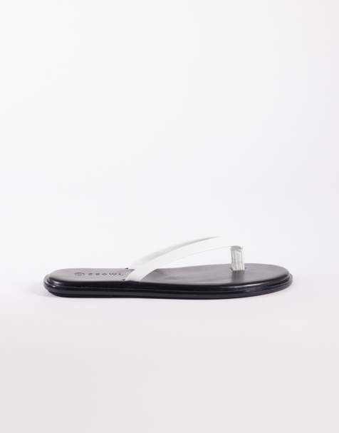 SEQWL jelly thongs in black with white straps - view 1