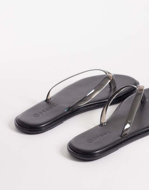 SEQWL jelly thongs in black, 3 of 4