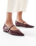 [SEQWL] SEQWL Jordan pointed toe ballet flats in patent burgundy-Black 36 Burgundy