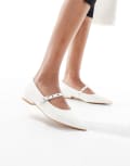 [SEQWL] SEQWL Jordan pointed toe ballet flats in patent cream-White 36 Cream patent