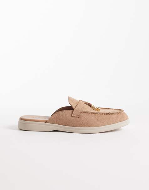 SEQWL - Kamelbrune loafer-mules med frynser i imiteret ruskind - view 1