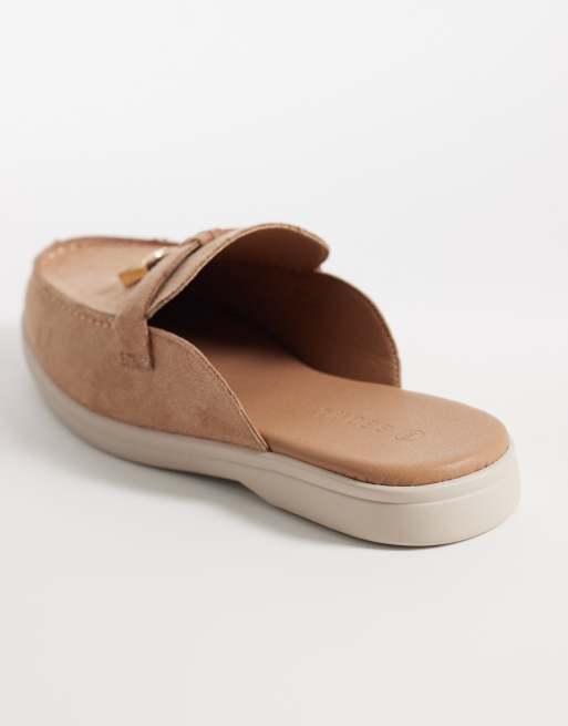 SEQWL - Kamelbrune loafer-mules med frynser i imiteret ruskind, 3 af 4